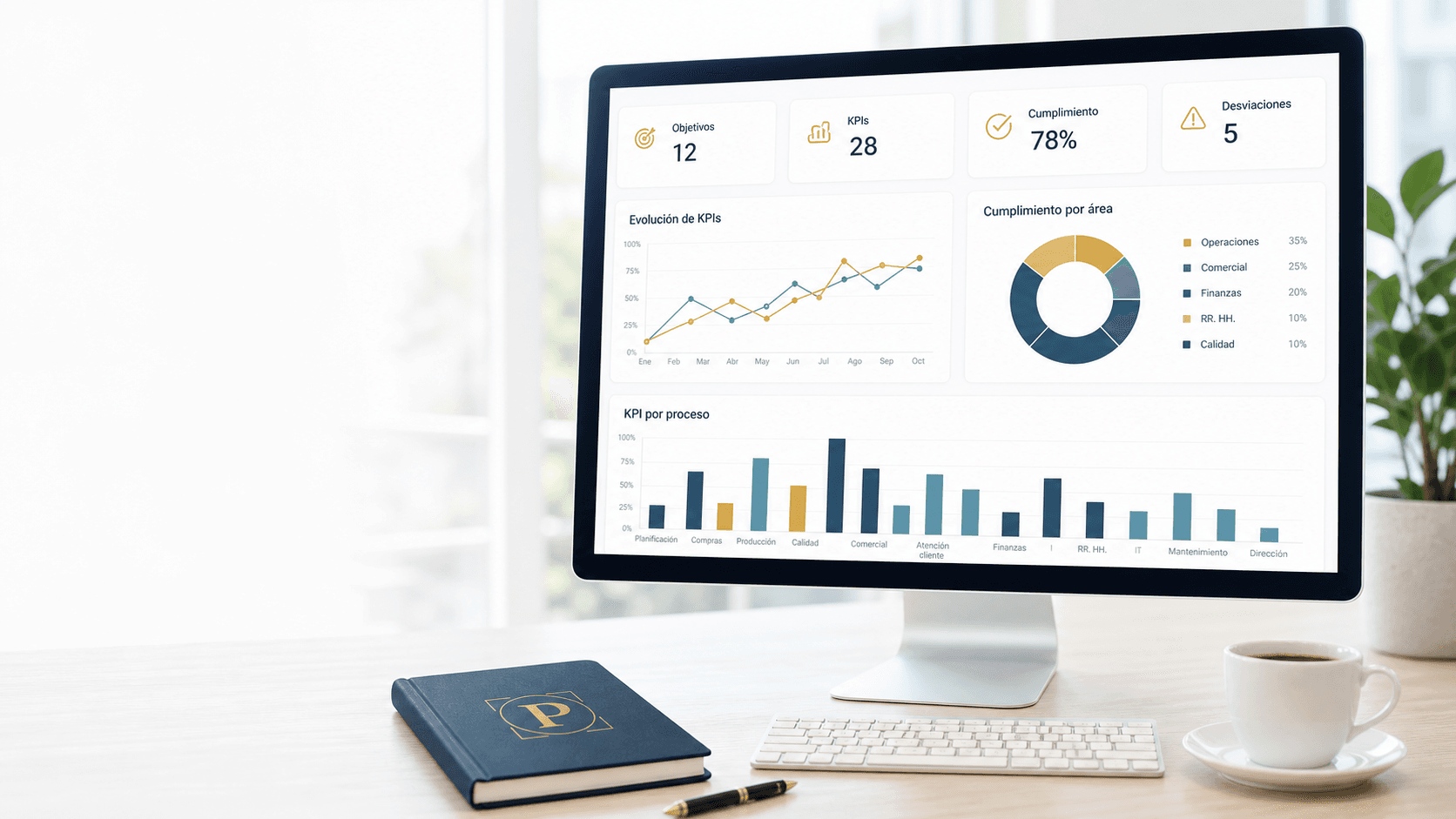 Objectives, KPIs and process monitoring dashboard