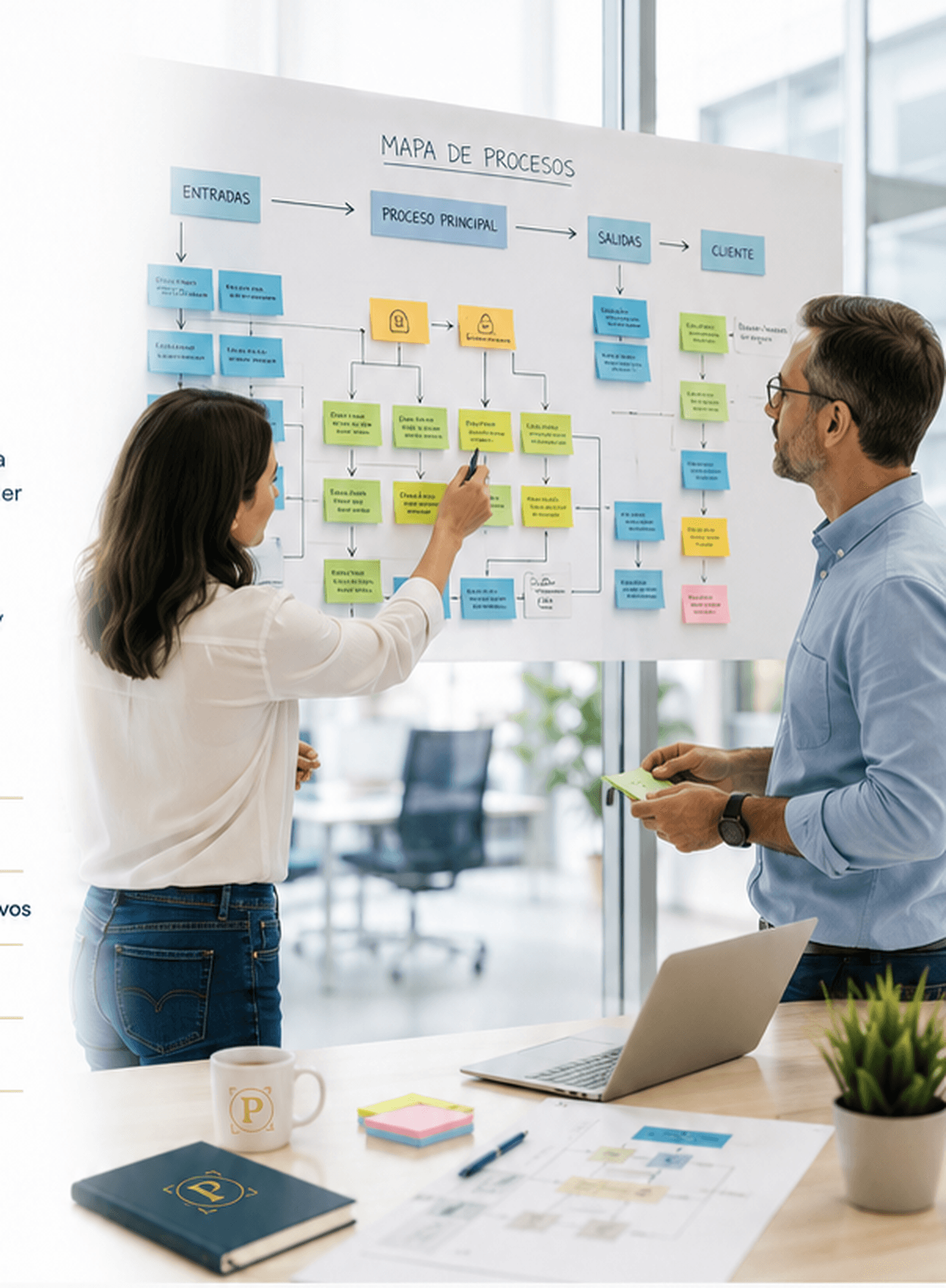 Team defining and mapping key processes in an office