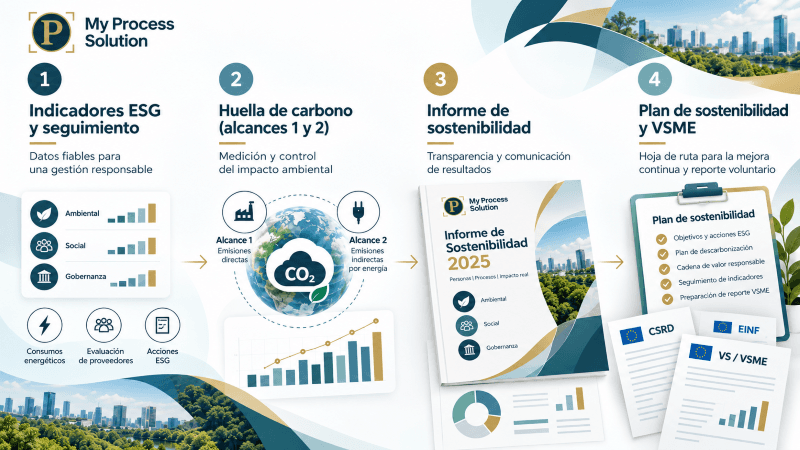 Imagen pasos para lograr la Sostenibilidad en la empresa